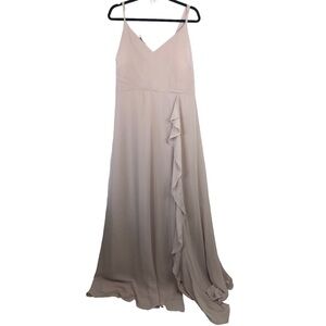 Birdie Grey Theresa Chiffon Dress in Taupe Cream with Pockets Size 2x